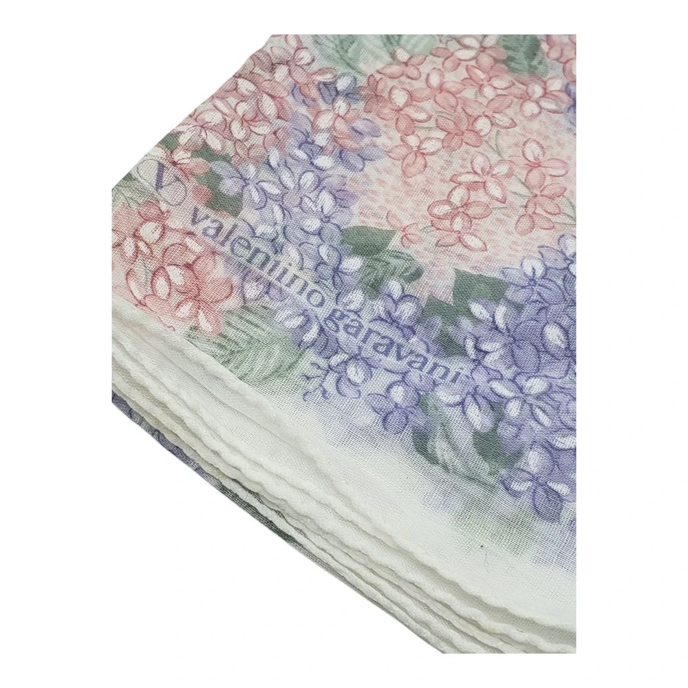 Valentino Garavani Floral Scarf Womens White Pink Purple Hydrangea Print